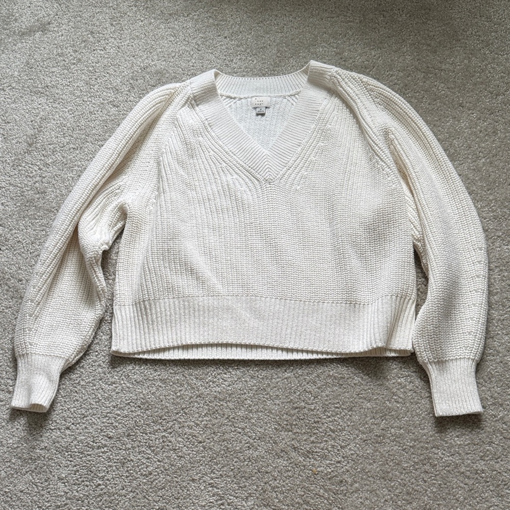 a new day Women's V-Neck Sweater - cream S
